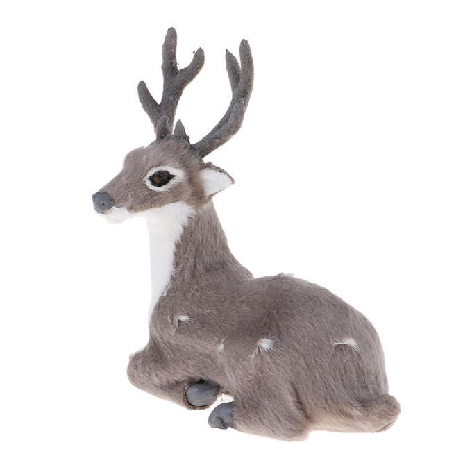 Collectibles Animal Figurines Christmas Elk Plush Grey Male Sitting
