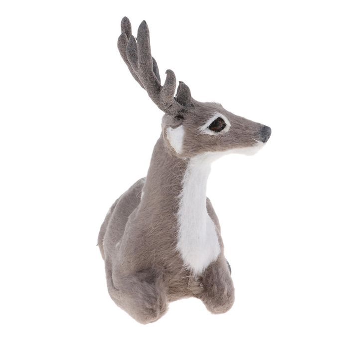 Collectibles Animal Figurines Christmas Elk Plush Grey Male Sitting