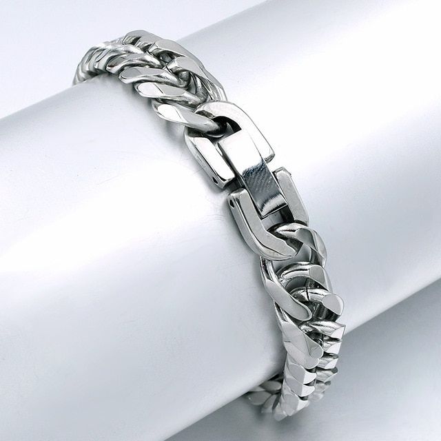 Chimdou 21cm 7mm Women Stainless Steel Chain Bracelet For
