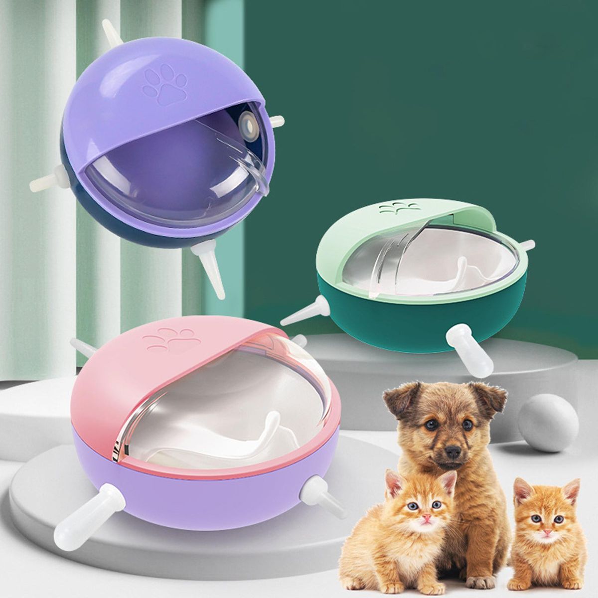 Pet Milk Feeding Bowl 4 Multi Nipples Food Feeder Puppy Nursing