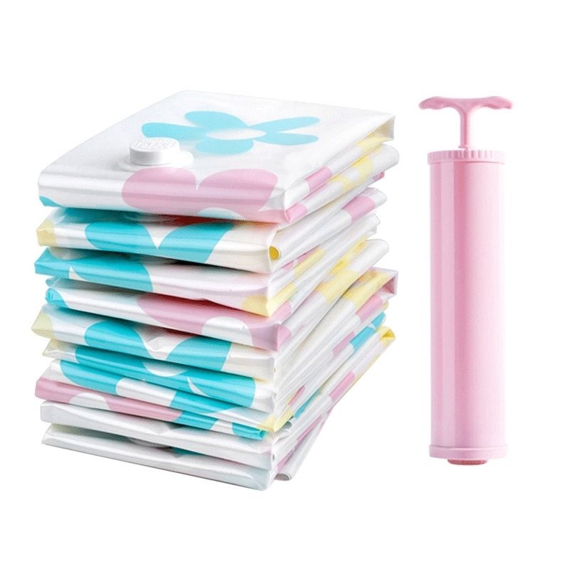 11 PCS Space Saving Sunflowers Pattern Vacuum Storage Bag, Thinken Quilts Clothing Vacuum Seal Storage Bag With A Hand Pump