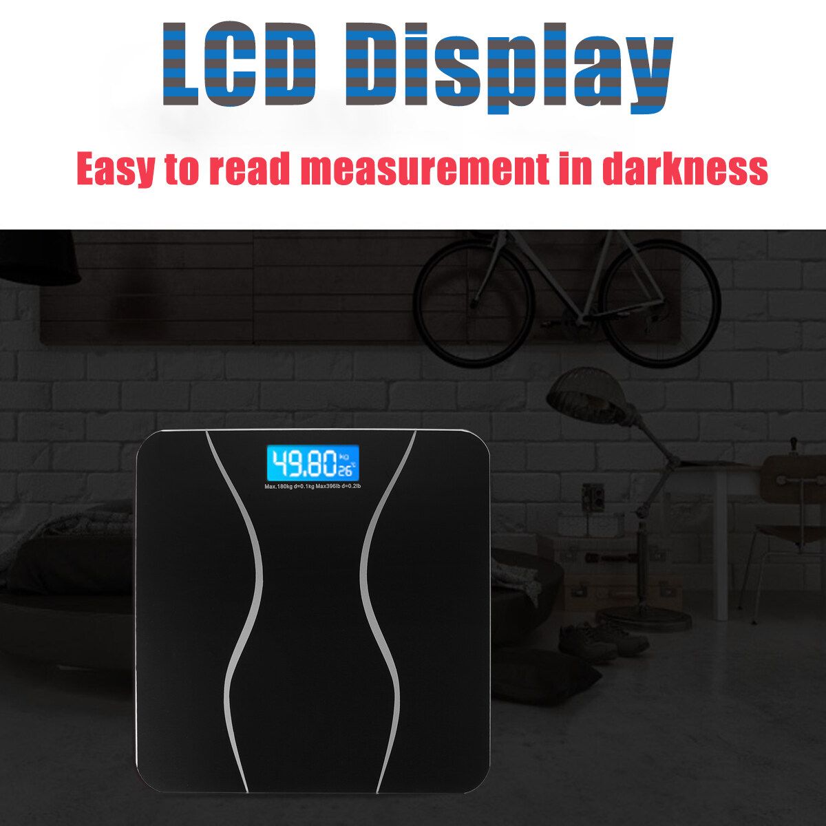 180 KG Digital Body Weight Scale LCD Electronic Glass Personal Health Scale