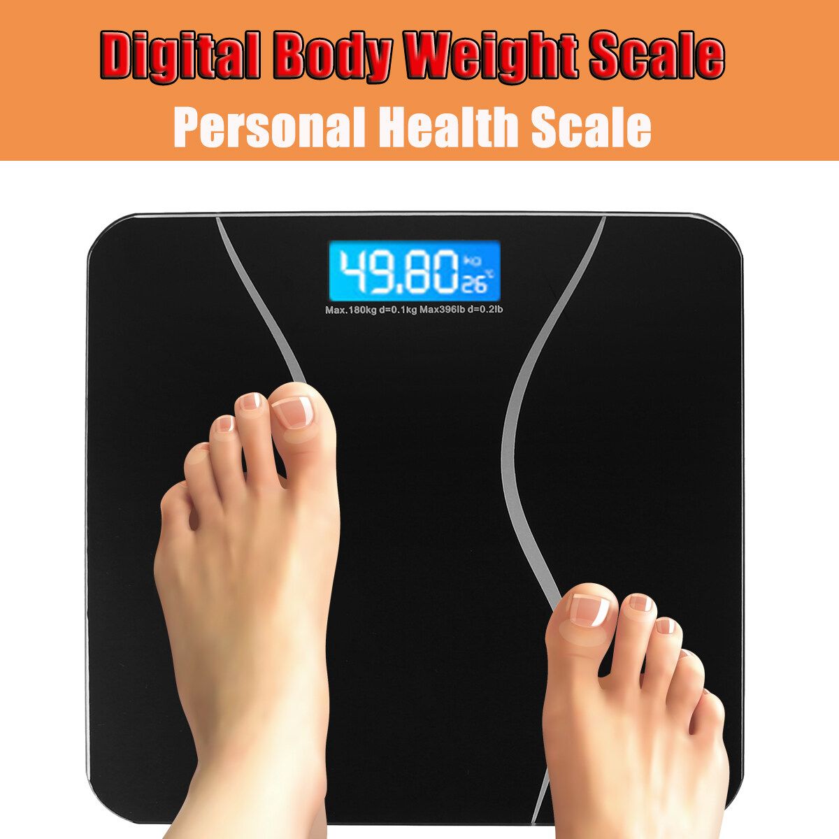 180 KG Digital Body Weight Scale LCD Electronic Glass Personal Health Scale