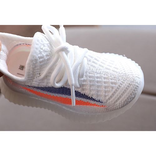 Children's LED Breathable Soft-soled Sports Shoes-(White)