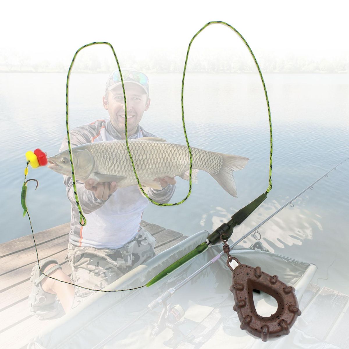 3 Pack Carp Fishing Inline Rig Set with Sinker Weight Tail Rubber Tubes Anti-Tangle Sleeves Quick Change Swivels