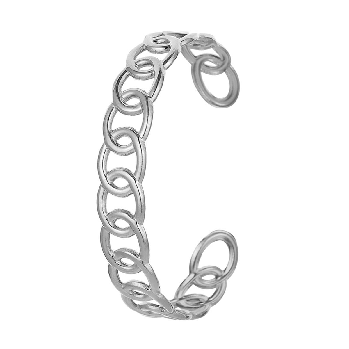 Chain Bracelet French Style Smooth Surface Bangle Silver