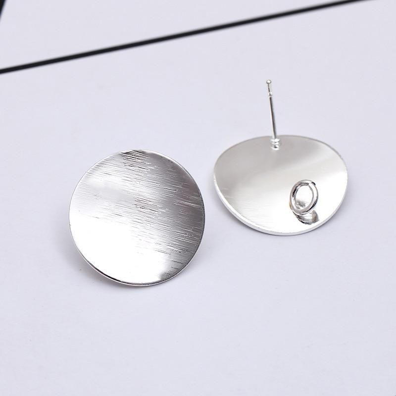 20pcs/lot Gold Color 20mm Metal Round Bent Stud Earrings Post Base with Loop For Jewelry Making Diy Earring Components Findings