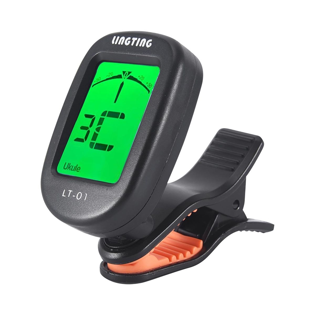 LINGTING LT-01 Mini Clip-On Digital Electronic Tuner 360° Rotatable with 2 Backlight LCD Screen for Guitar Chromatic Bass Ukulele C/ D Violin