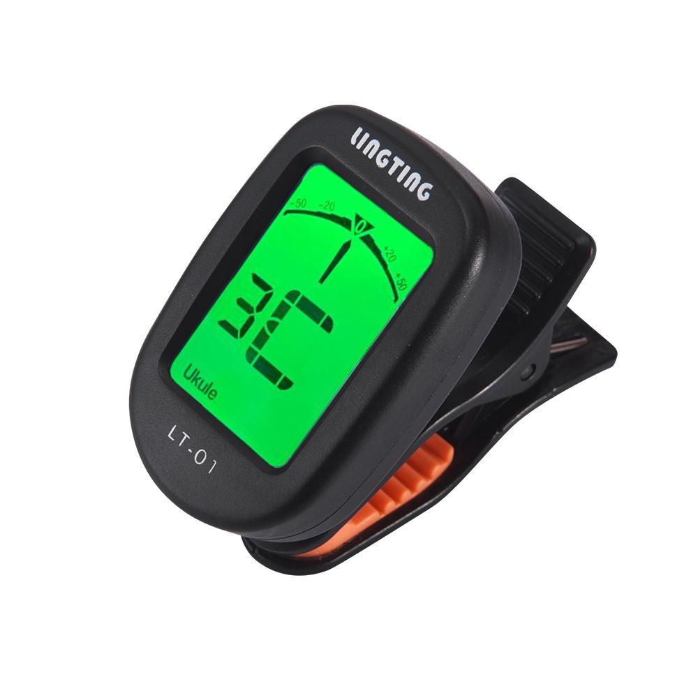 LINGTING LT-01 Mini Clip-On Digital Electronic Tuner 360° Rotatable with 2 Backlight LCD Screen for Guitar Chromatic Bass Ukulele C/ D Violin