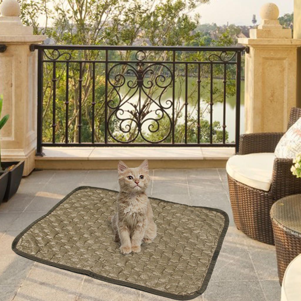 Portable Pet Cooling Mat Dog Cool Pad Washable Comfortable Bed Khaki L