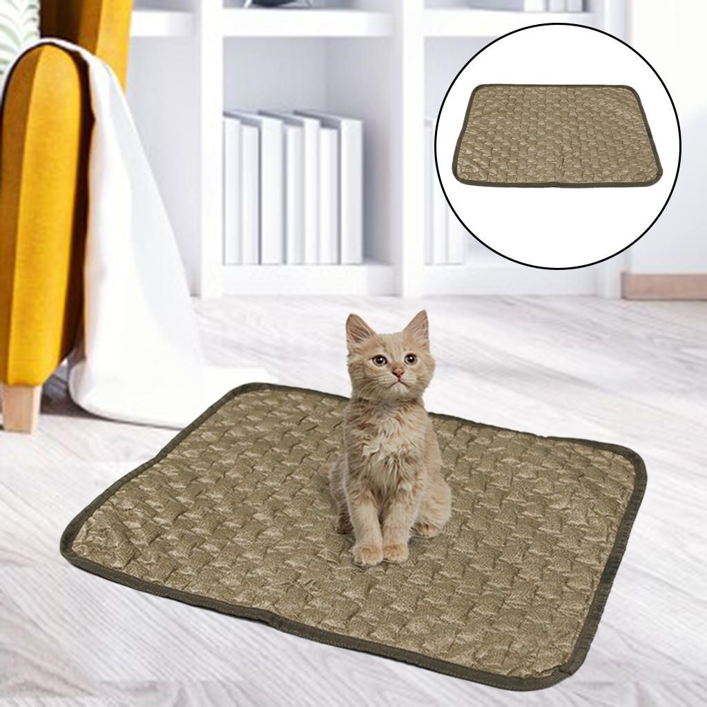 Portable Pet Cooling Mat Dog Cool Pad Washable Comfortable Bed Khaki L