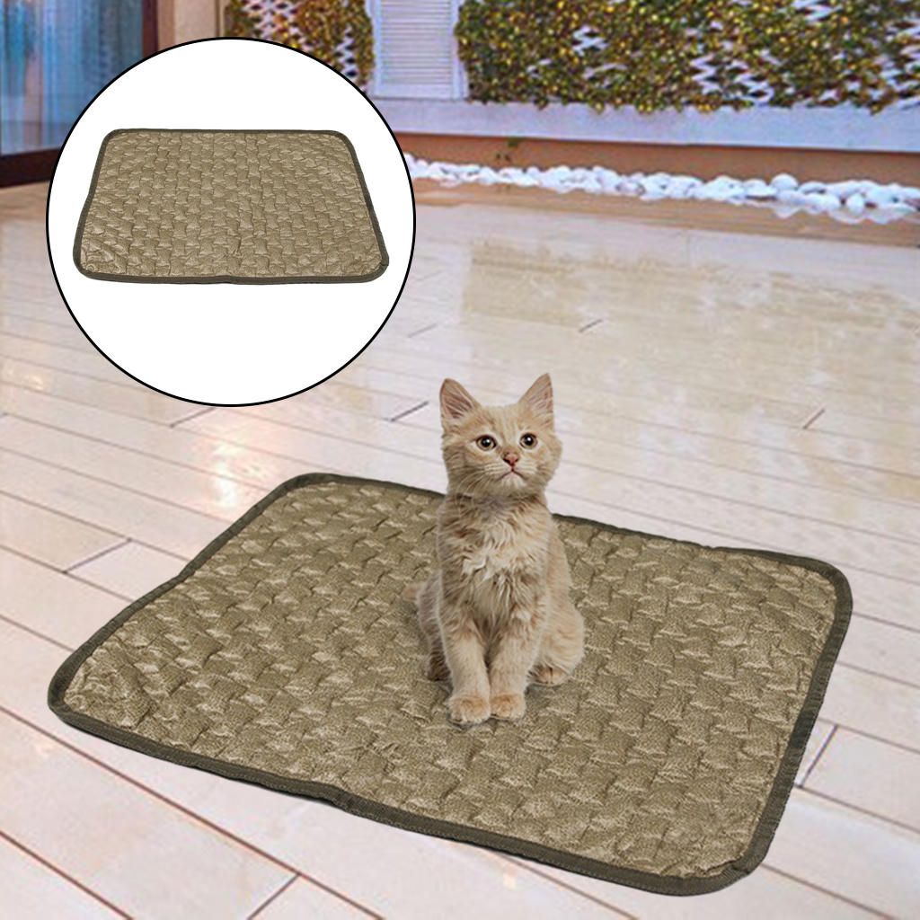Portable Pet Cooling Mat Dog Cool Pad Washable Comfortable Bed Khaki L
