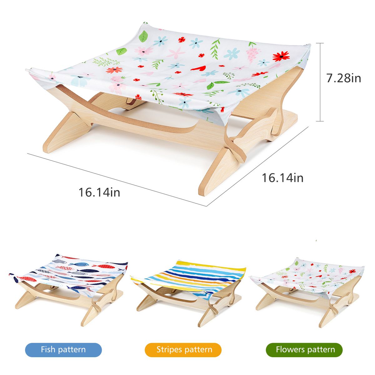 Cat Hammock Bed Elevated Pet Bed Breathable Detachable Cat