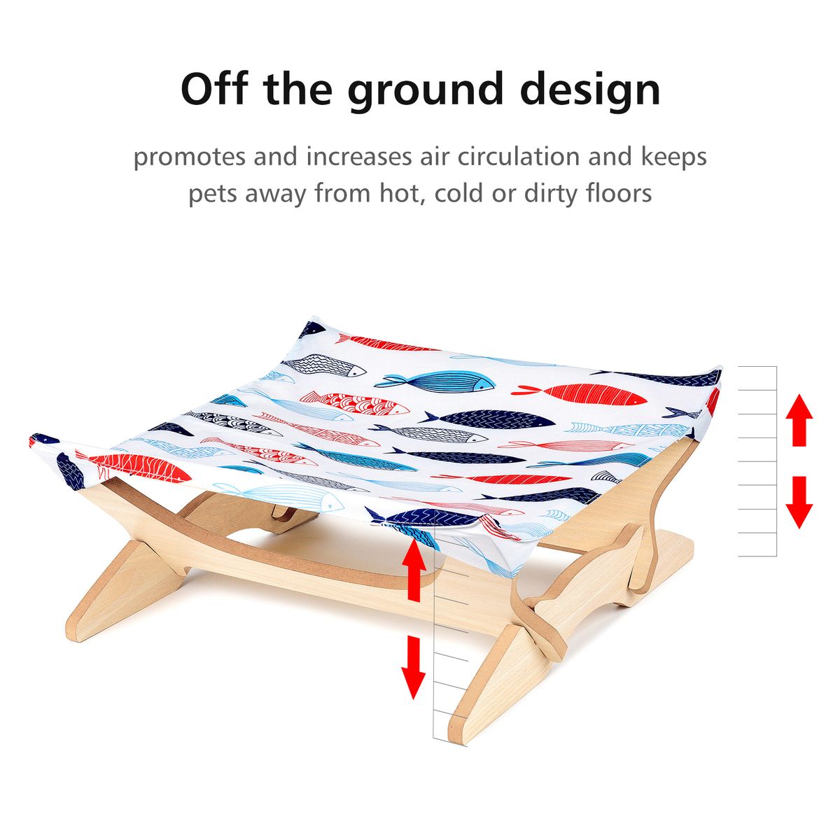 Cat Hammock Bed Elevated Pet Bed Breathable Detachable Cat