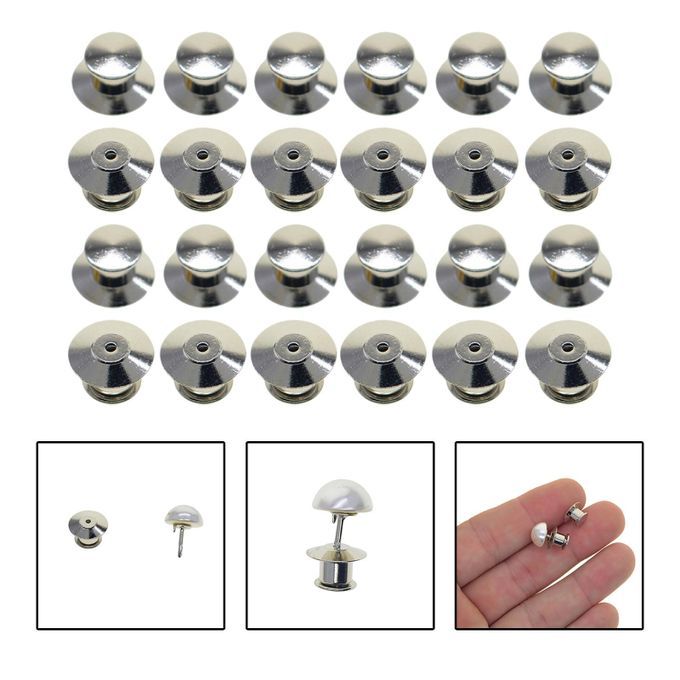 24x Safety Metal Pin Backs Locking Pin Keepers Clasp Silver