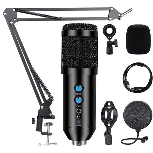 Professional Studio Condenser USB Computer Microphone Kit With Adjustable Scissor Arm Stand