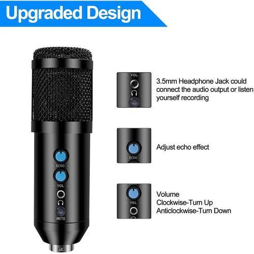 Professional Studio Condenser USB Computer Microphone Kit With Adjustable Scissor Arm Stand