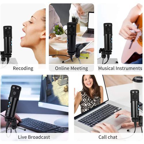 Professional Studio Condenser USB Computer Microphone Kit With Adjustable Scissor Arm Stand