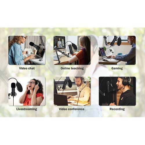 Professional Studio Condenser USB Computer Microphone Kit With Adjustable Scissor Arm Stand