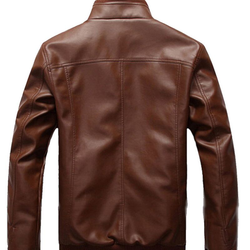 Mens Stand Collar Coats Leather Biker Jackets