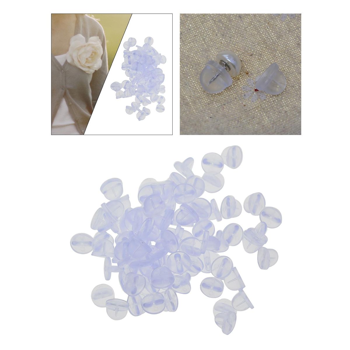 200x Silicone Pin Backs Lapel Pins Backings Butterfly Clutch Pin Clear