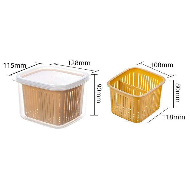 4Pcs Drain Fresh Box Compartmentalized Green Onion Storage Box Kitchen Sealed Box Refrigerator Fresh-Keeping Storage Box