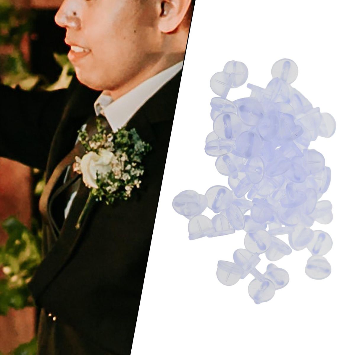 200Pcs Silicone Pin Backs Butterfly Clutch For Uniform Badges Clear