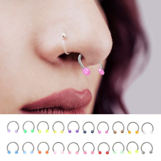 20Pcs Colorful Nose Septum Rings Ear Rings Body Stainless