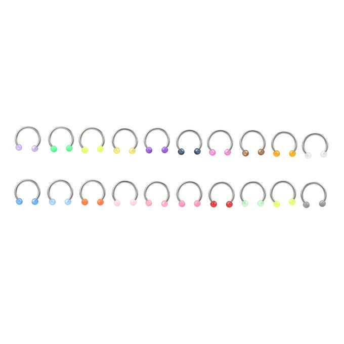 20Pcs Colorful Nose Septum Rings Ear Rings Body Stainless