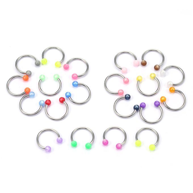 20Pcs Colorful Nose Septum Rings Ear Rings Body Stainless