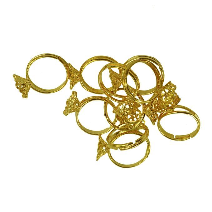 10 Pieces  Adjustable Ring Filigree Settings Blank/Base Finding Gold