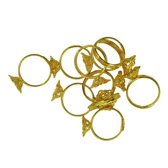 10 Pieces  Adjustable Ring Filigree Settings Blank/Base Finding Gold