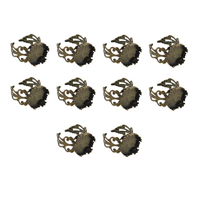 10 Pcs Victorian 15mm Blank Crown Bezel Base Adjustable Bronze