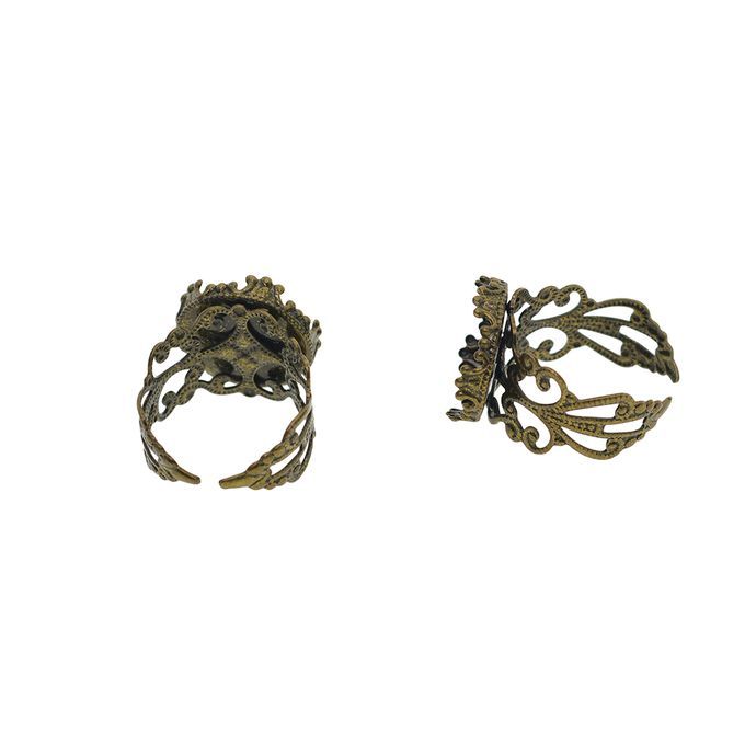 10 Pcs Victorian 15mm Blank Crown Bezel Base Adjustable Bronze