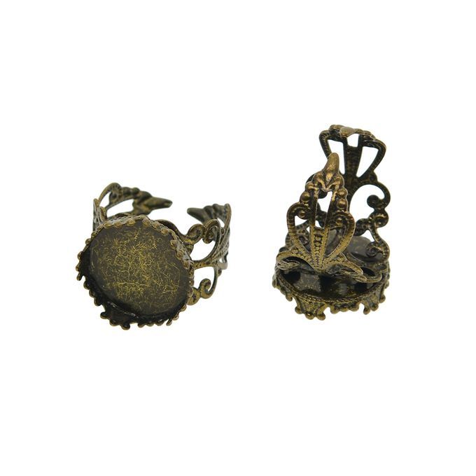 10 Pcs Victorian 15mm Blank Crown Bezel Base Adjustable Bronze