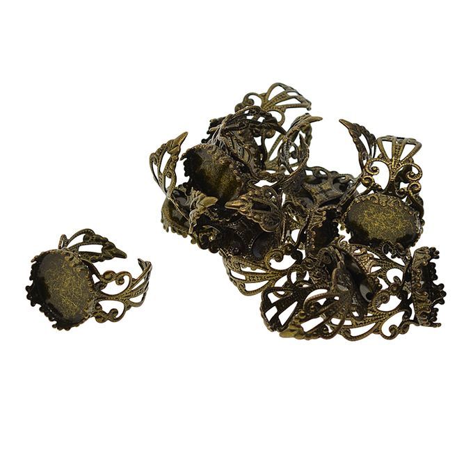 10 Pcs Victorian 15mm Blank Crown Bezel Base Adjustable Bronze
