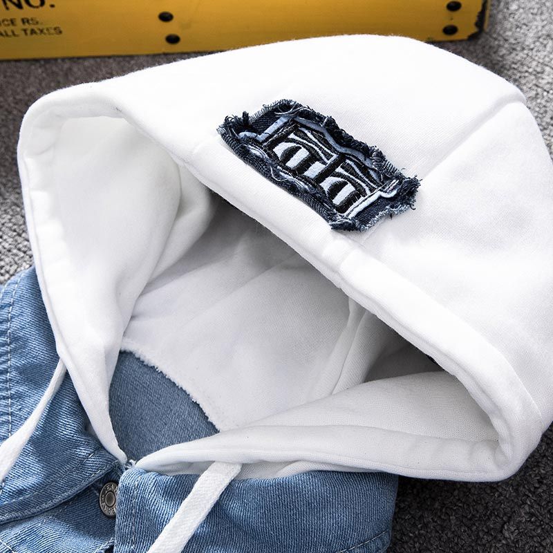 Mens Hooded  Fit Casual Streetwear Jean Jacket Coat For Men