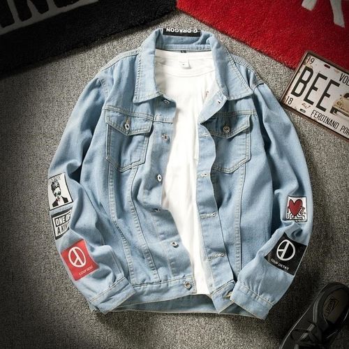 Men Denim Jackets Coat Light Blue Jeans Coats