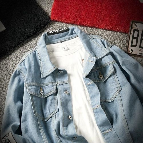 Men Denim Jackets Coat Light Blue Jeans Coats