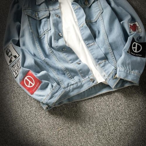 Men Denim Jackets Coat Light Blue Jeans Coats