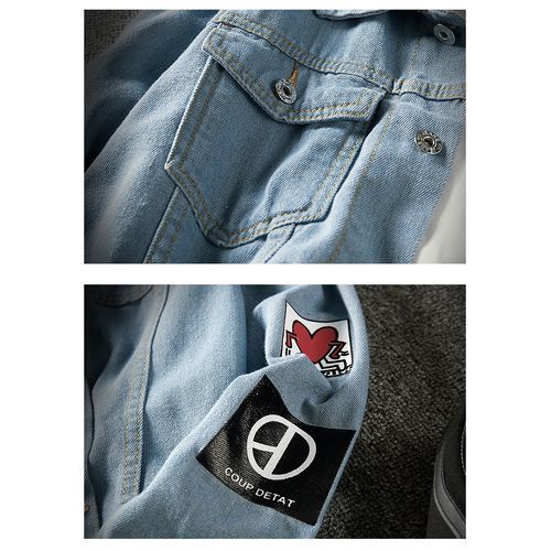 Men Denim Jackets Coat Light Blue Jeans Coats