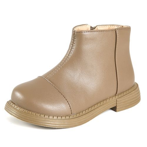 Girls Boots Fashion Children's Leather Short Boots-XHXL-YM-8/khaki