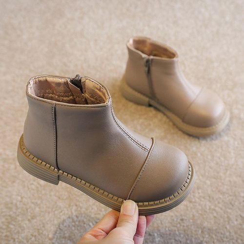 Girls Boots Fashion Children's Leather Short Boots-XHXL-YM-8/khaki