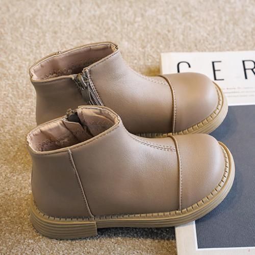 Girls Boots Fashion Children's Leather Short Boots-XHXL-YM-8/khaki