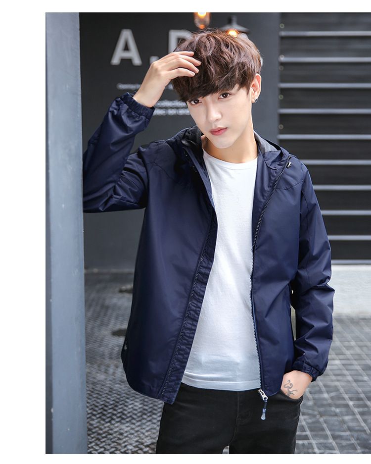 Men's Hooded Lightweight Windbreaker Jacket Softshell