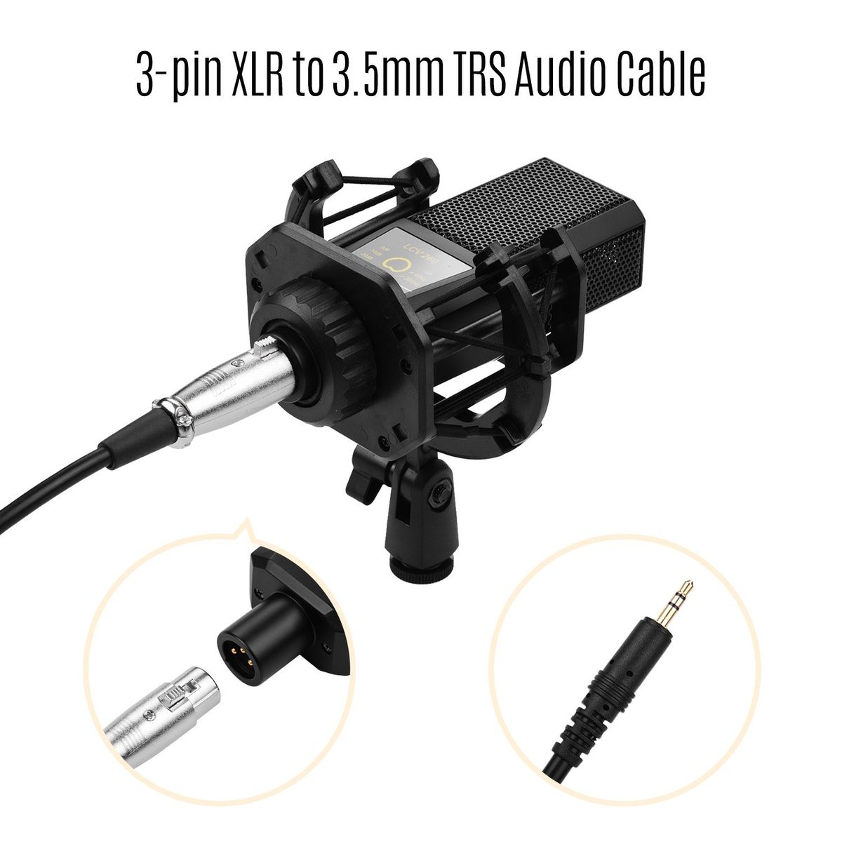 Cardioid Condenser Vocal Microphone With 3-pin XLR To 3.5mm