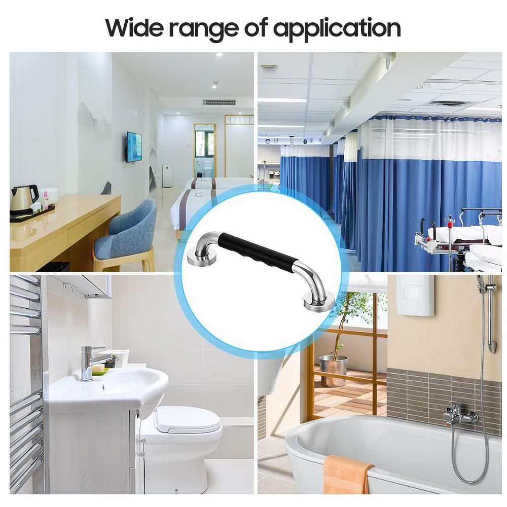 19.6 Inch Anti-Slip Shower Grab Bar Handle Stainless Steel Bathroom Grab Bar Silicone Covered Grip Wall Mount Safety Hand Rail Support  for Handicap Elderly Injury