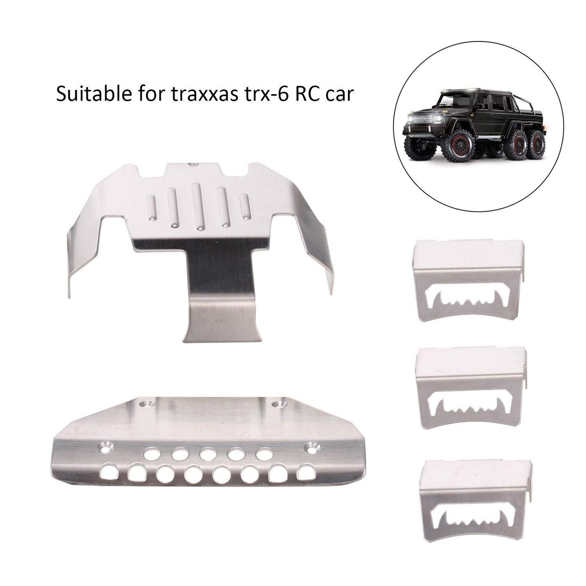 Compatibel with Traxxas TRX-6 RC Car Metal  Chassis Guard for Transmission shaft Front and Rear Axle Wave Box Bumper Bottom Plate