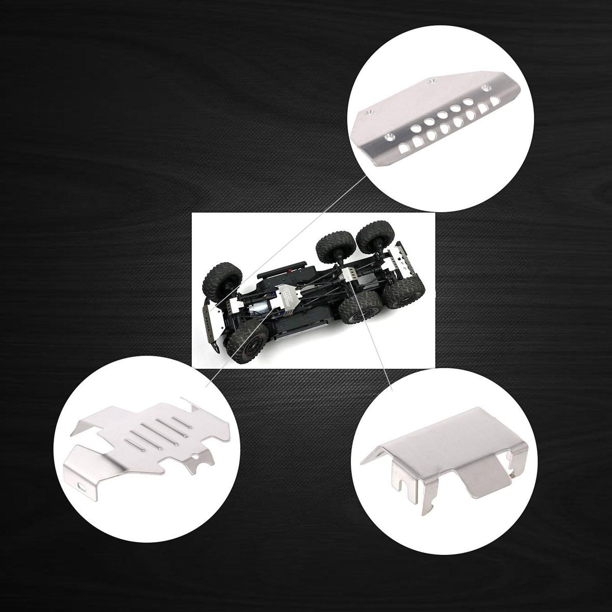 Compatibel with Traxxas TRX-6 RC Car Metal  Chassis Guard for Transmission shaft Front and Rear Axle Wave Box Bumper Bottom Plate