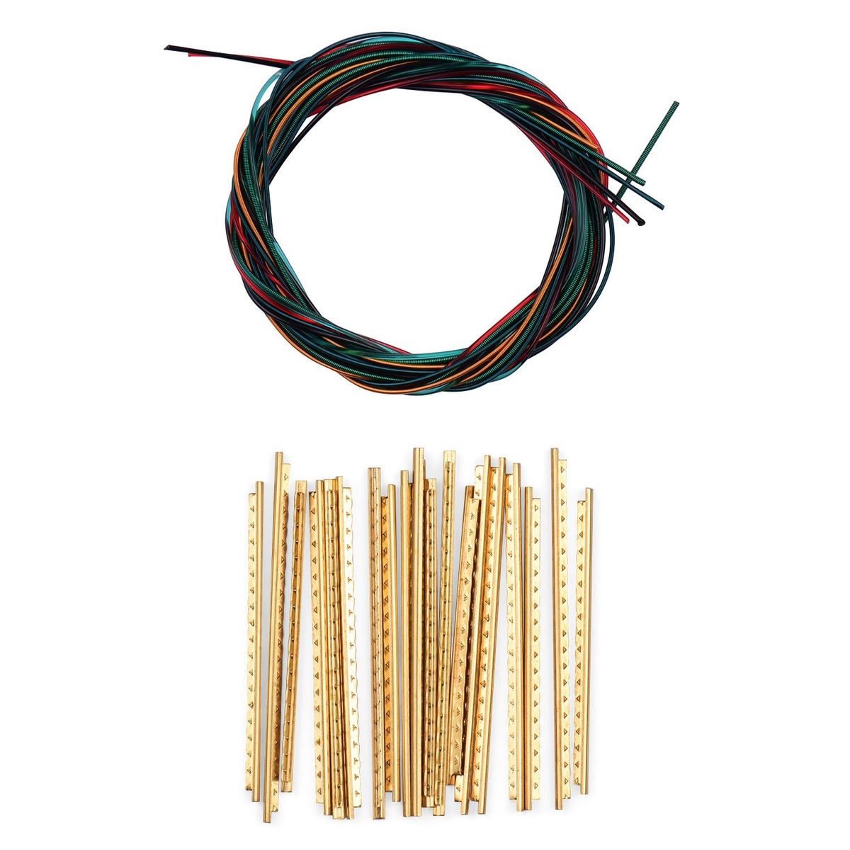 6pcs Multicolored Nylon Classical Guitar Strings with 21pcs 2.2mm Width Brass Classical Guitar Fret Wire Set for Classical Guitar Strings Set Replacement